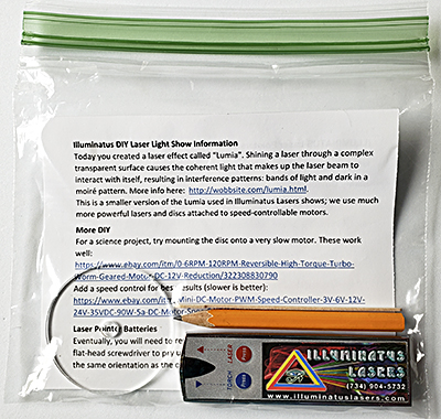 DIY laser show bag with laser pointer and lumia disk