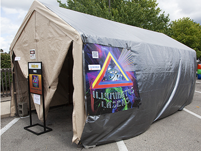 Illuminatus Lasers in a 10x20' tent